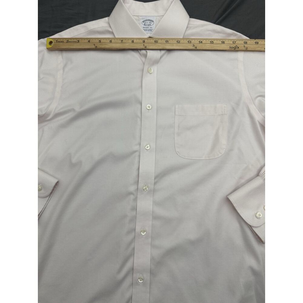 Brooks Brothers Regent Fit Dress Shirt Mens 15.5 Off White Pink Micro Check - Picture 5 of 12